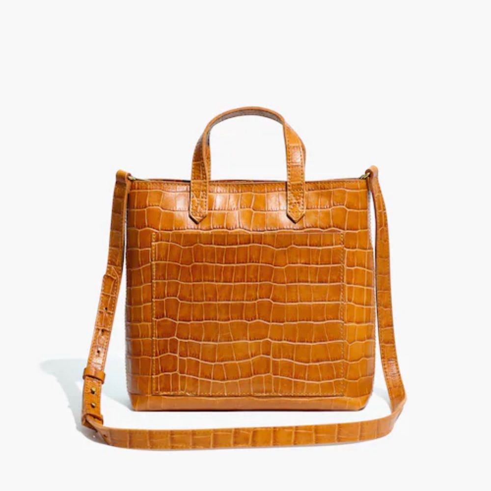 Madewell Croc-Embossed Tan Crossbody Bag